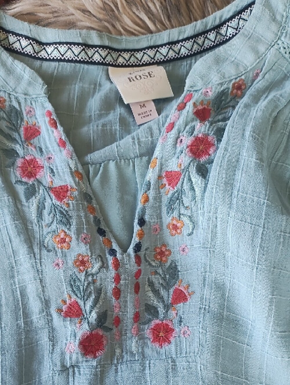 BOHO Babe Light Blue Embroidered Women's Dress - Picture 3 of 6